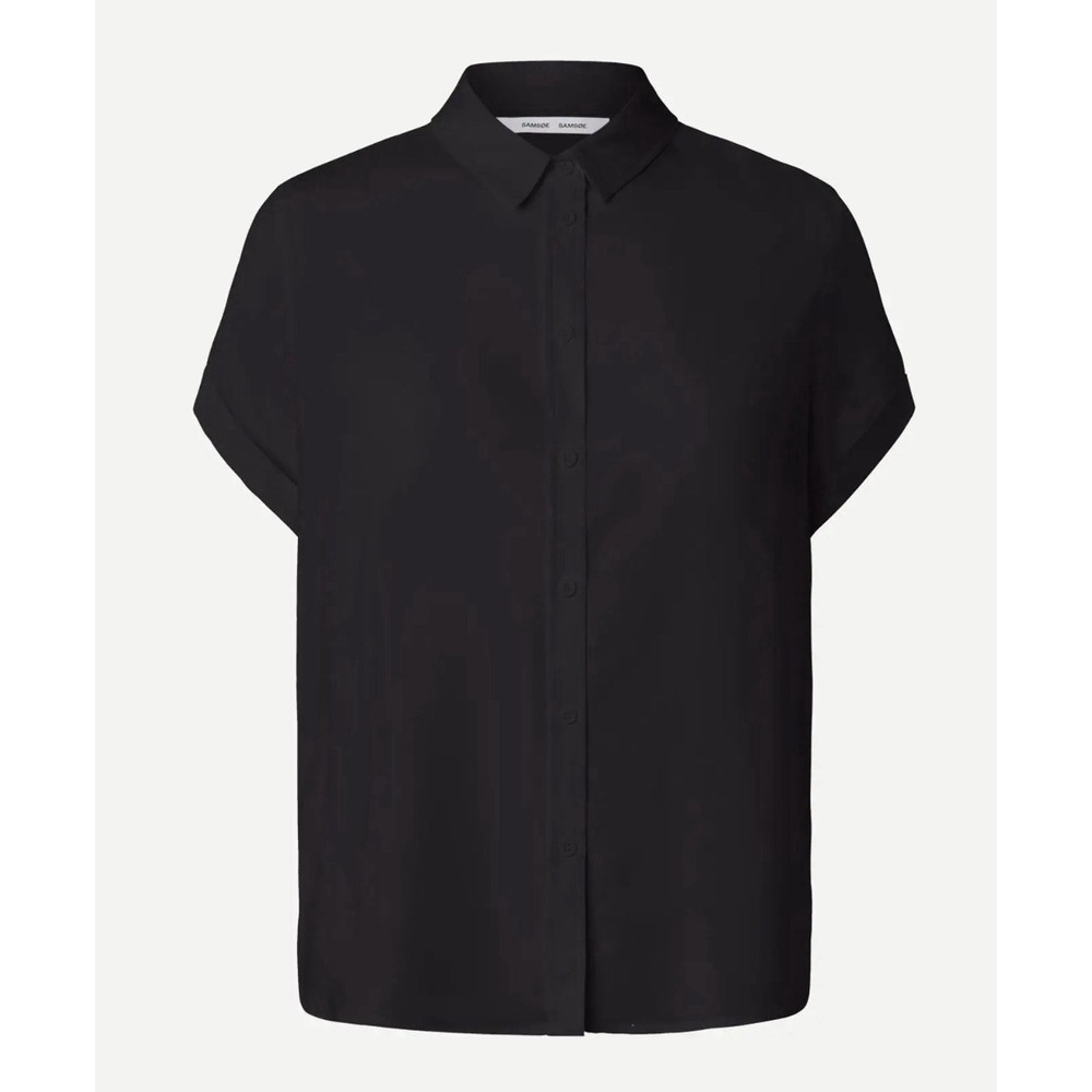 Samsøe Samsøe Shirt S Black Majan SS Minimalist Quiet Luxury Oversized Chic Top